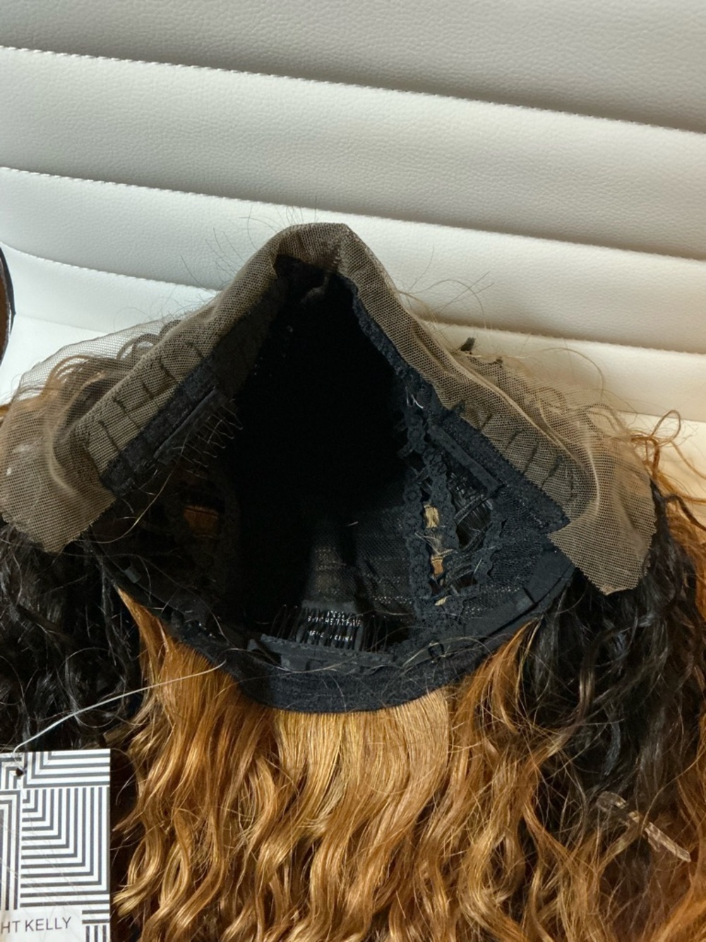 Luxury Long Curly Ombre Lace Front Wig - Black to Honey Blonde - Picture 5 of 7